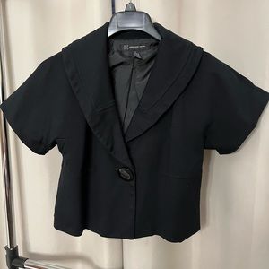 INC International Concepts Black Short Jacket/Blazer Short Sleeve flare back